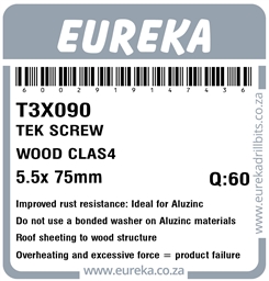 T3X090 - Tek Screw Wood Class 4 -T3X090_Label_T